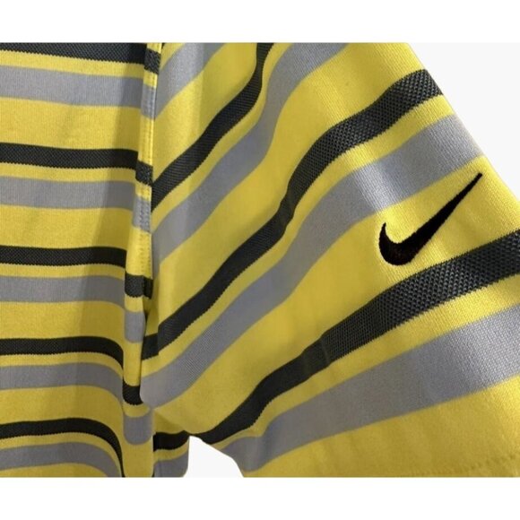 Nike Golf Polo Yellow Grey Men's Size Medium Dri-Fit Technology Classic Comfort - Picture 7 of 7
